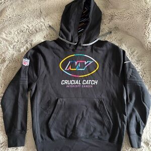 New York Jets Hoodie Mens Medium  Black Nike Crucial Catch NFL On Field Apparel